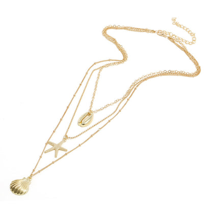 Alloy Starfish Scallop Shell Necklace For Women