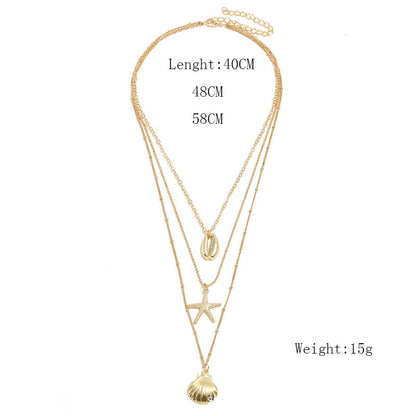 Alloy Starfish Scallop Shell Necklace For Women