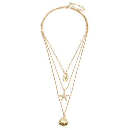 Alloy Starfish Scallop Shell Necklace For Women