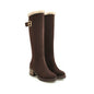 Buckle Embellished Mid-heel Winter Warm Long Boots